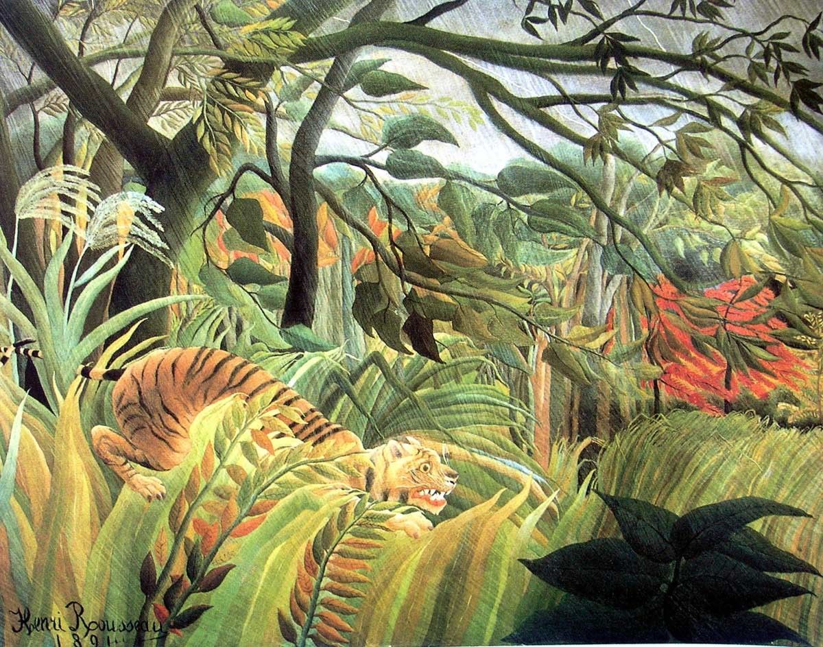 Henri Rousseau tiger in a tropical storm